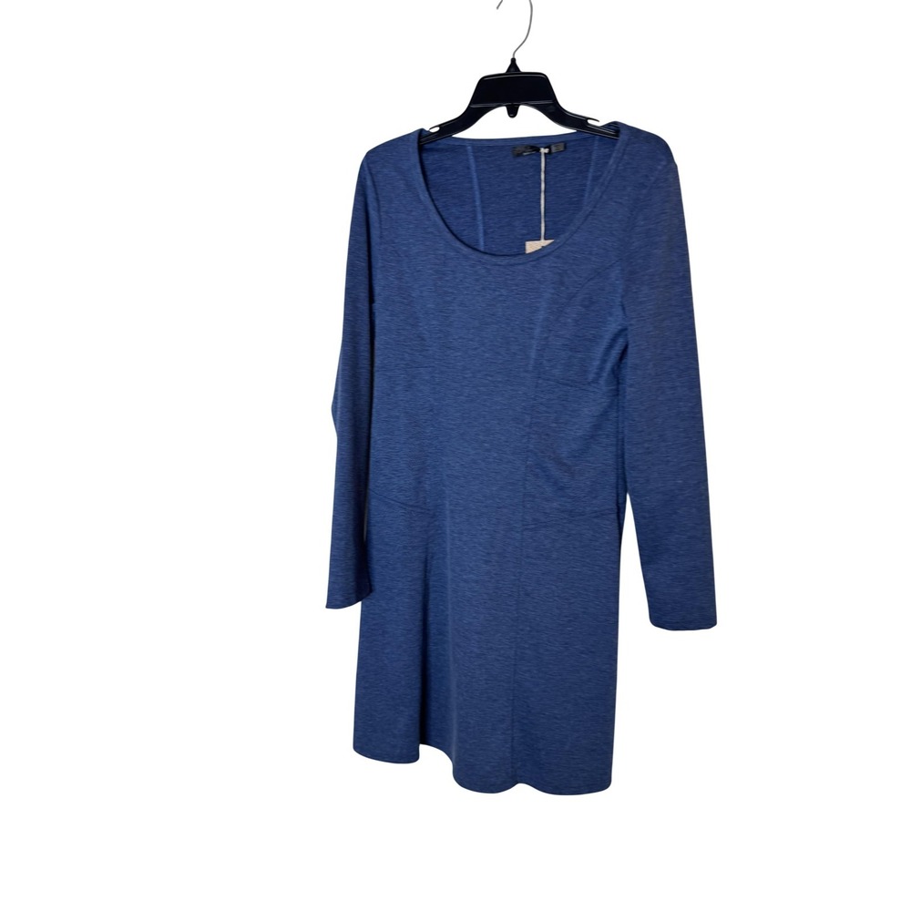 PrAna Dress Womens Medium Blue Long Sleeve Scoop Neck Sweater Knit Stretch‎